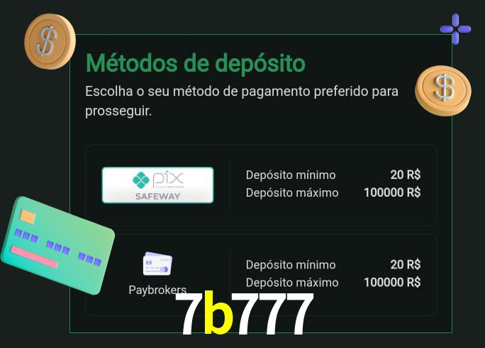 O cassino 7b777 oferece uma grande variedade de métodos de pagamento